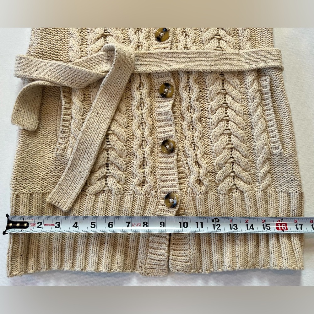 Ann Taylor LOFT Petite (medium) XXSP Cable Knit Mid Length Vest Cotton Wool - Picture 6 of 12